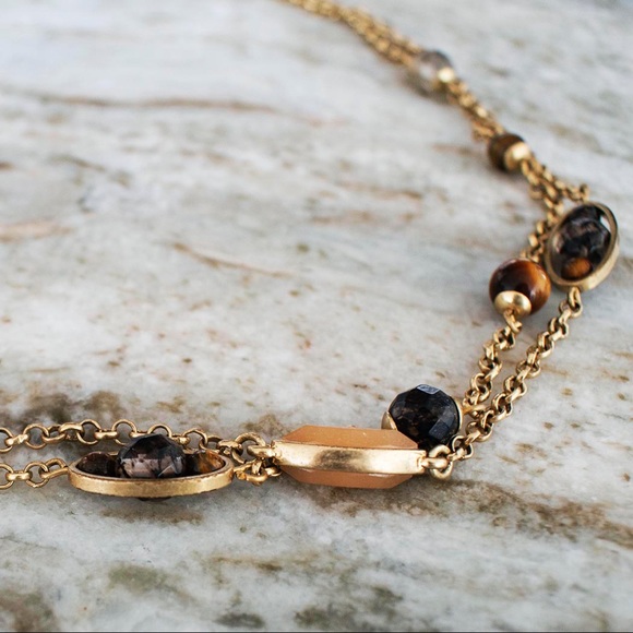 Brown Beaded Gold Necklace - Picture 3 of 3